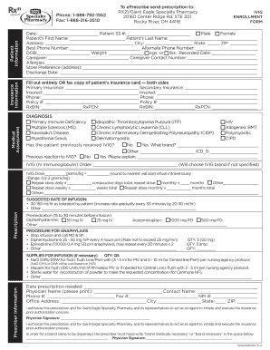 Giant Eagle Specialty Pharmacy IVIG Enrollment Form