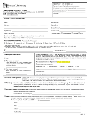 Brenau University Transcript Request Form