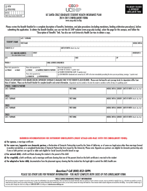 UC Santa Cruz Graduate Student Health Insurance Enrollment Form