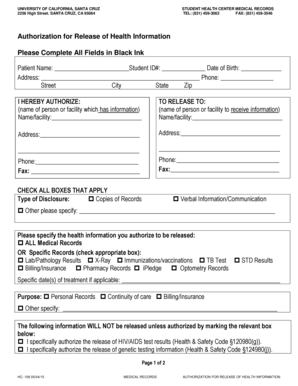 Authorization for Release of Health Information