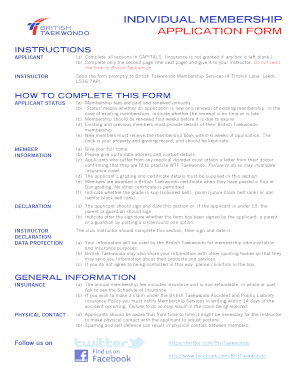 British Taekwondo Individual Membership Application Form
