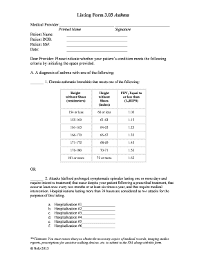 Asthma Medical Provider Form