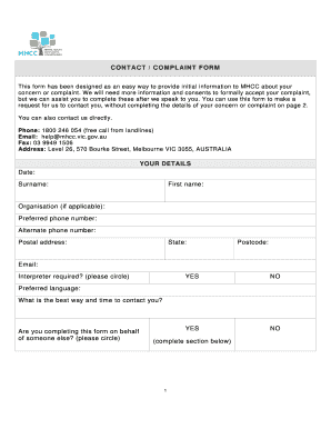 MHCC Contact Complaint Form
