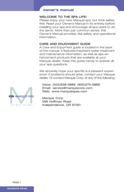Marquis Spa Owner's Manual