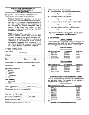 Non-Owned Aircraft Insurance Application