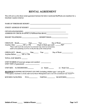 Timeshare Vacation Rental Agreement