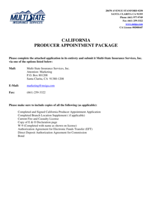 California Producer Appointment Application