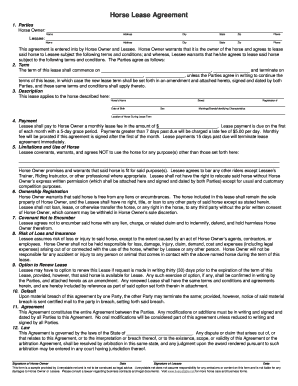 Horse Lease Agreement