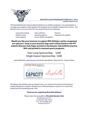 BOOSTER CLUB SPONSORSHIP FORM 2014-15 - Riverdale PTC - riverdaleptc