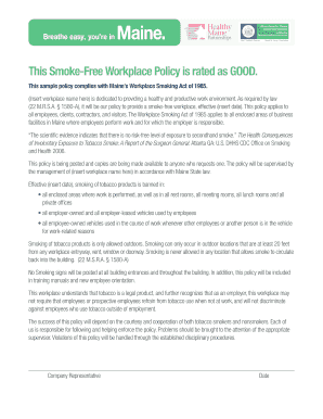 Maine Tobacco-Free Workplace Policy