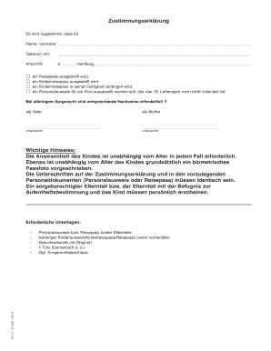 Zustimmungserklärung