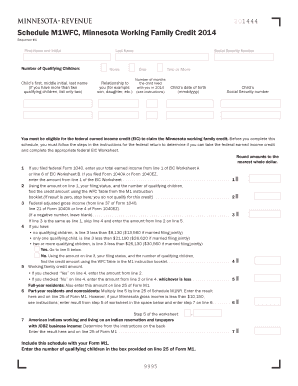 Minnesota Working Family Credit Form 2014