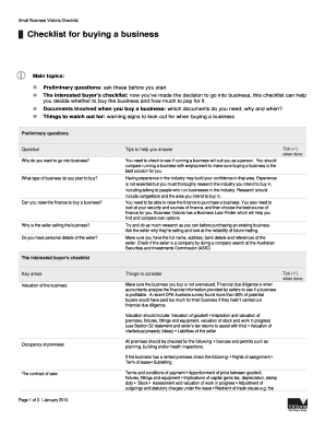 Small Business Victoria Checklist