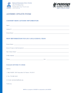 National Elementary Honor Society Adviser Information Form