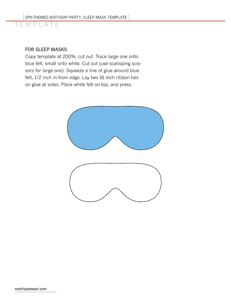 Fillable Online SPA-THEMED BIRTHDAY PARTY: SLEEP-MASK TEMPLATE Fax ...