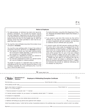 Ohio Employee Withholding Exemption Certificate