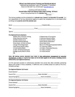 Illinois Police Chief Training Report Form