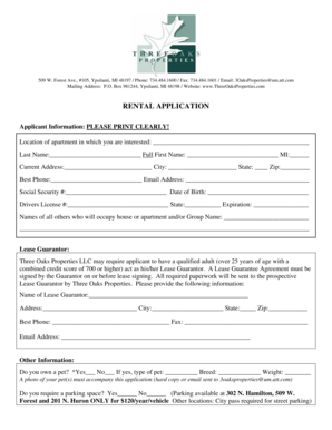 Rental Application Form