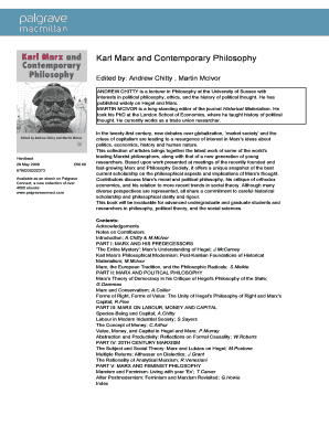 Karl Marx and Contemporary Philosophy Book Order Form