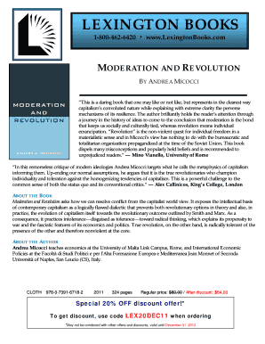 Moderation and Revolution Book Order Form