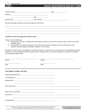 Tenant Maintenance Request Form