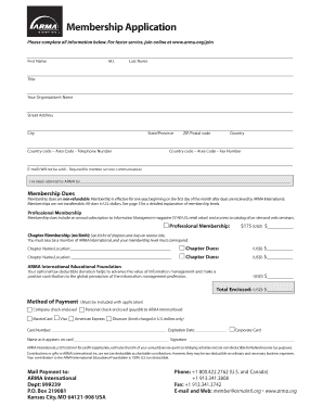 ARMA International Membership Application