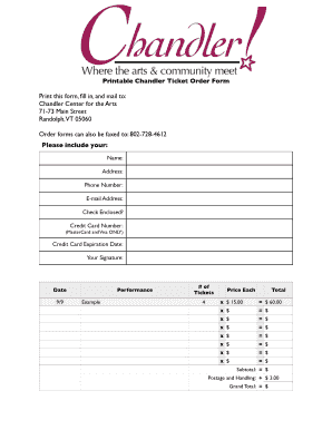 Chandler Ticket Order Form