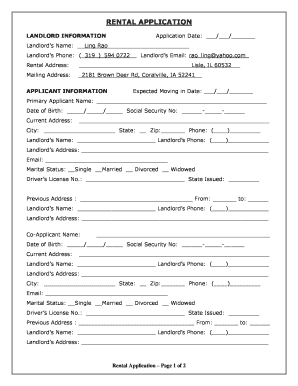 Rental Application Form
