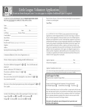 Little League Volunteer Application