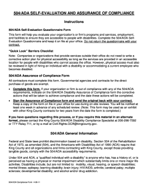 504/ADA Self-Evaluation and Compliance Form