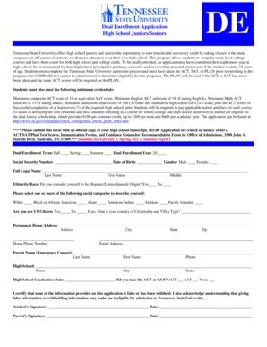 Tennessee State University Dual Enrollment Application