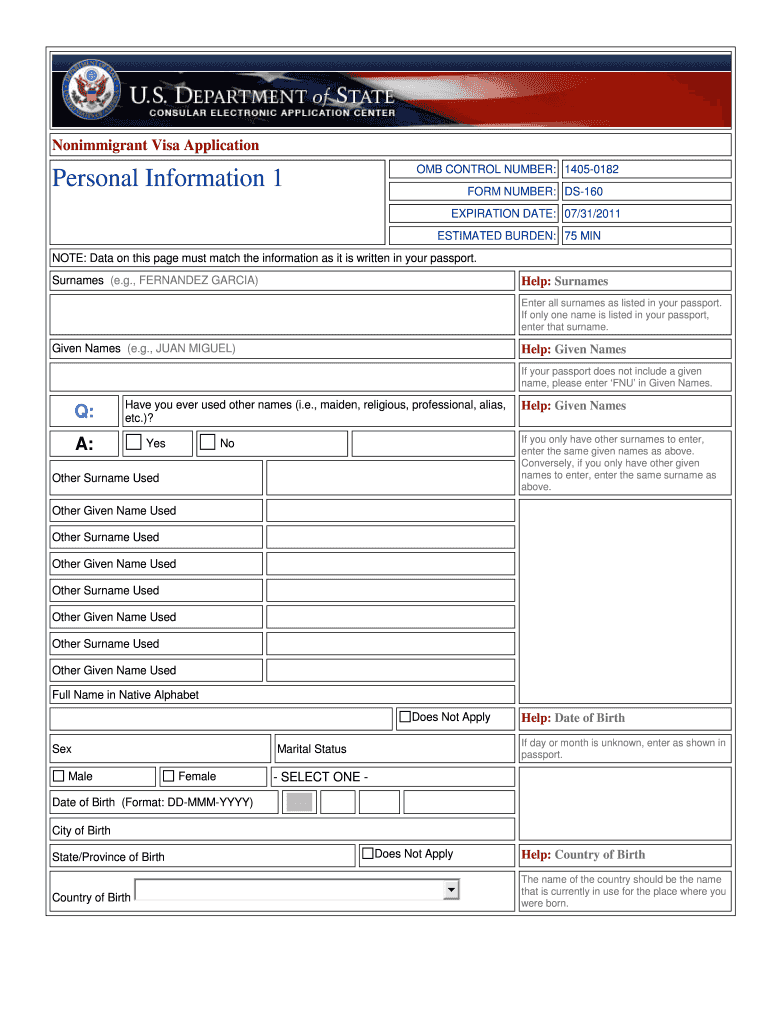 Fillable Online Nonimmigrant Visa Application Personal Information 1 Fax Email Print PdfFiller fillable-online-nonimmigrant-visa-application-personal-information-1-fax-email-print-pdffiller