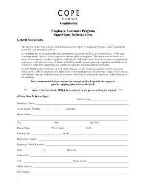 Employee Assistance Program Supervisory Referral Form