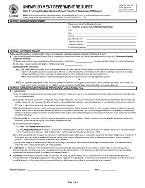 Unemployment Deferment Request Form