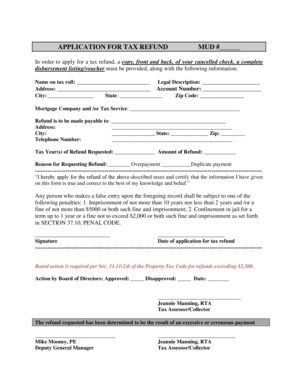 Tax Refund Application Form