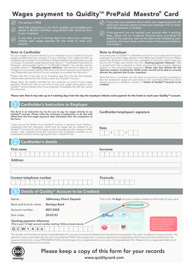 Wages Payment Instruction Form