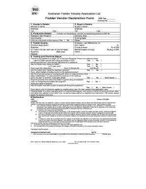 Fodder Vendor Declaration Form