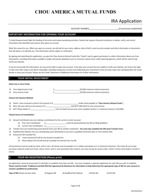 Chou America Mutual Funds IRA Application
