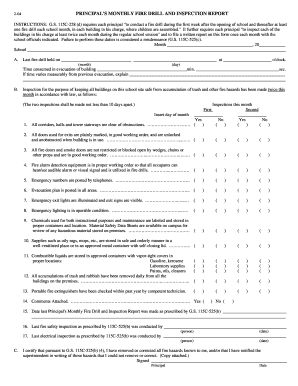 Principal's Monthly Fire Drill and Inspection Report