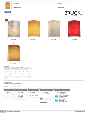 Bruck Artisan Glass Fixture Order Form