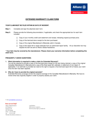 Extended Warranty Claim Form