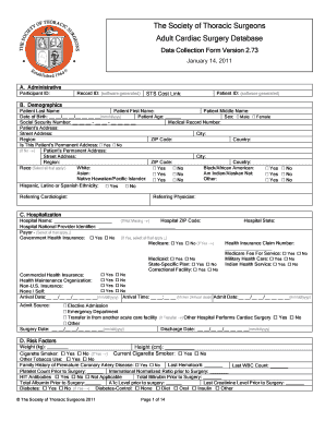 Adult Cardiac Surgery Data Collection Form