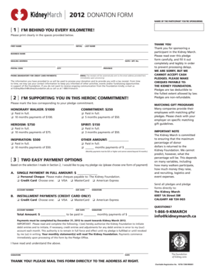 2012 Kidney March Donation Form