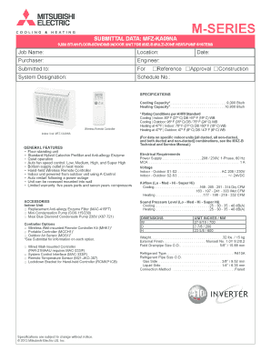 Mitsubishi Electric Floor Standing Indoor Unit Specifications