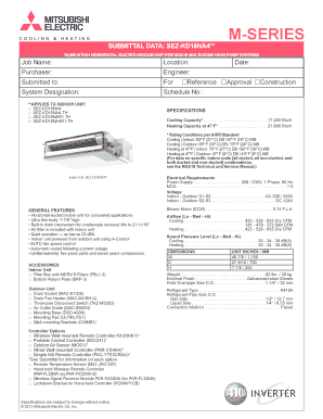 Mitsubishi SEZ-KD18NA4 Indoor Unit Submittal Form