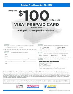 Brake Pad Installation Rebate Form