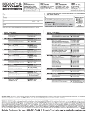 Bed Bath & Beyond Mail-In Rebate Form