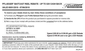 Pflueger Baitcast Reel Rebate Form