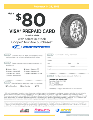 Cooper Tire Rebate Mail-In Form