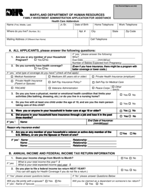 Maryland Health Care Addendum